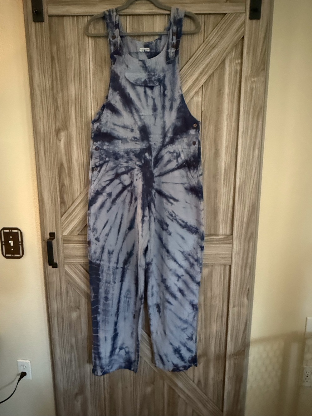 EARTHBOUND Blue Tie-Dye Linen Jumpsuit Romper - Picture 2 of 4